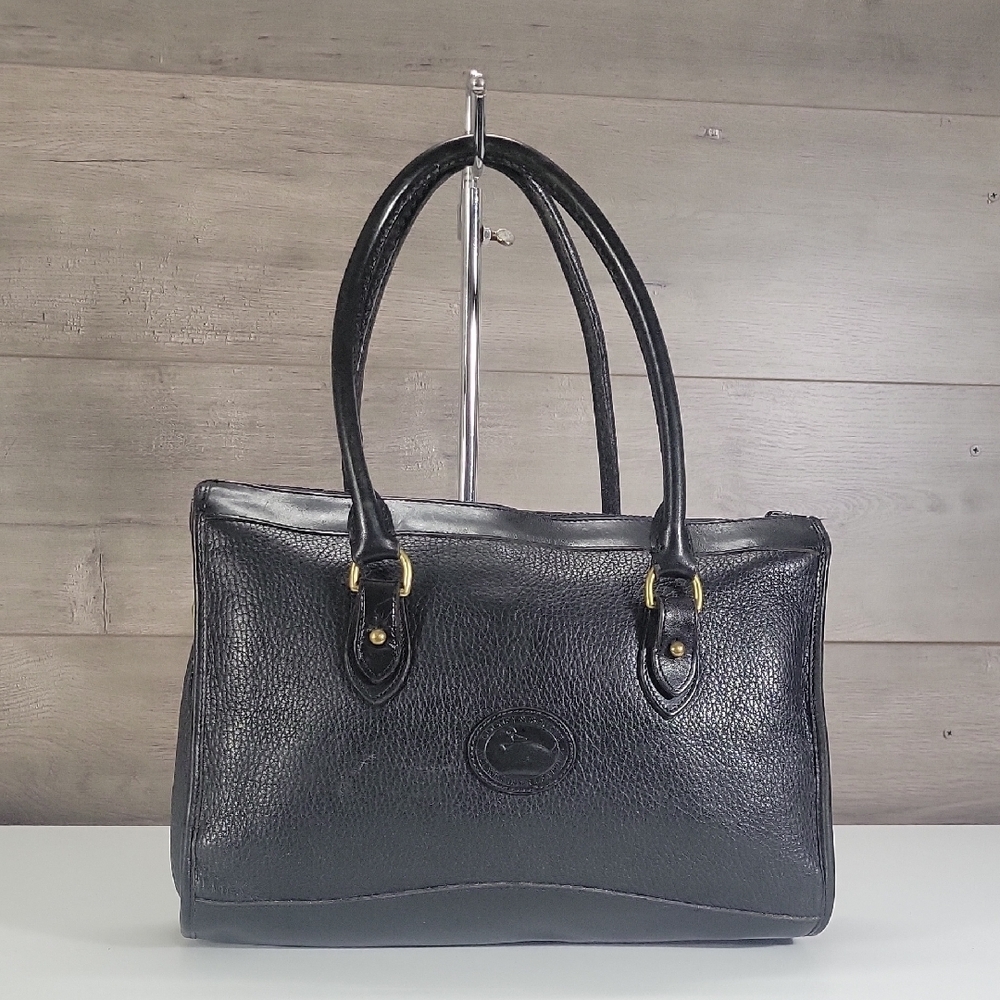Vintage Dooney & Bourke Classic Black Pebble Leather Tote Handbag